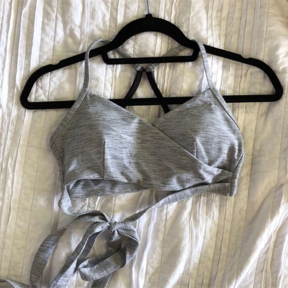 LORNA JANE STRETCH GRAY WORKOUT WRAP SPORTS BRA PADDED GYM YOGA ATHLEISURE S - Picture 10 of 16